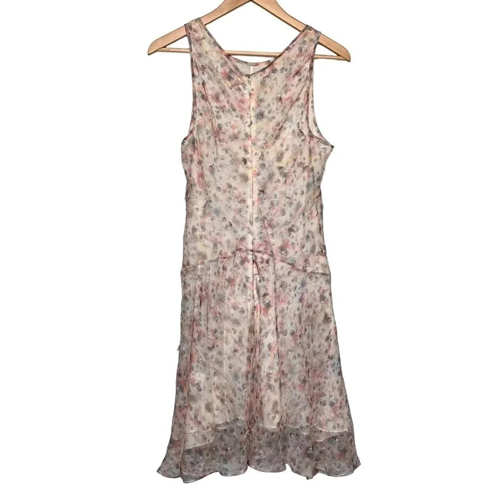 Theyskens' Theory Dora Iviar Dress 100% silk Size 10 Pastel Embellished A-Line - Picture 4 of 6